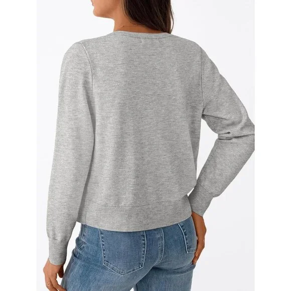 Women Cardigan Sweater Lightweight Crew Neck Outfits Fall Fashion 2025 Clothing - Picture 4 of 5